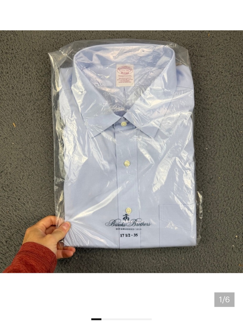 Brooks Brothers Light Blue Dress Shirt - Traditional Non-Iron Stretch - 17.5/35